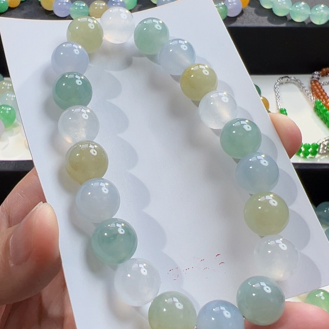 定制翡翠未镶嵌多宝手串