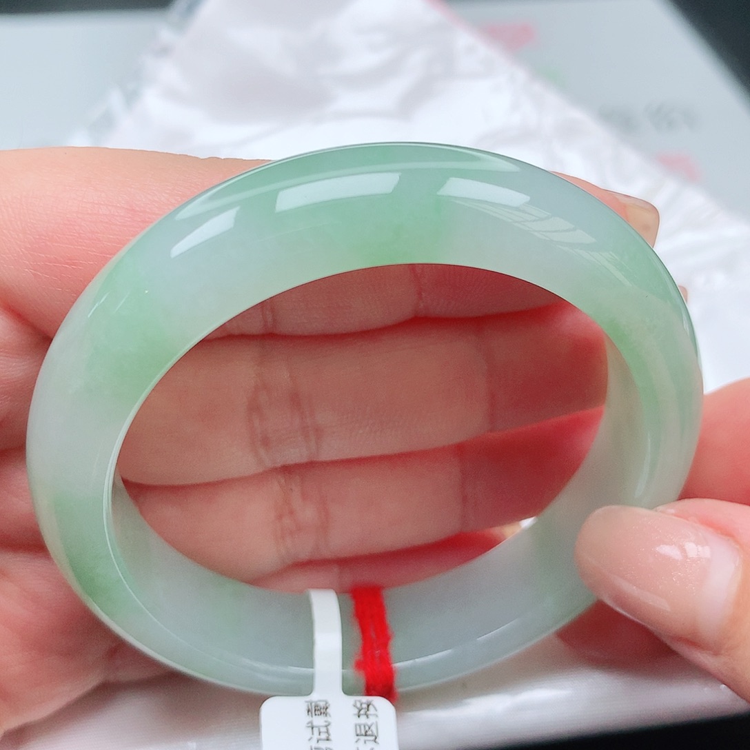 翡翠手镯未镶嵌52-54冰胶绿花10