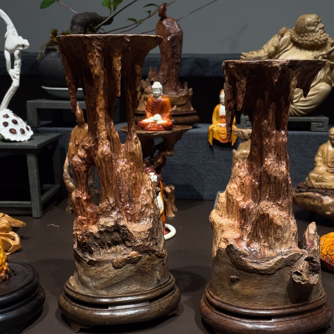 ****寶香榧木荔枝木底座香炉摆件