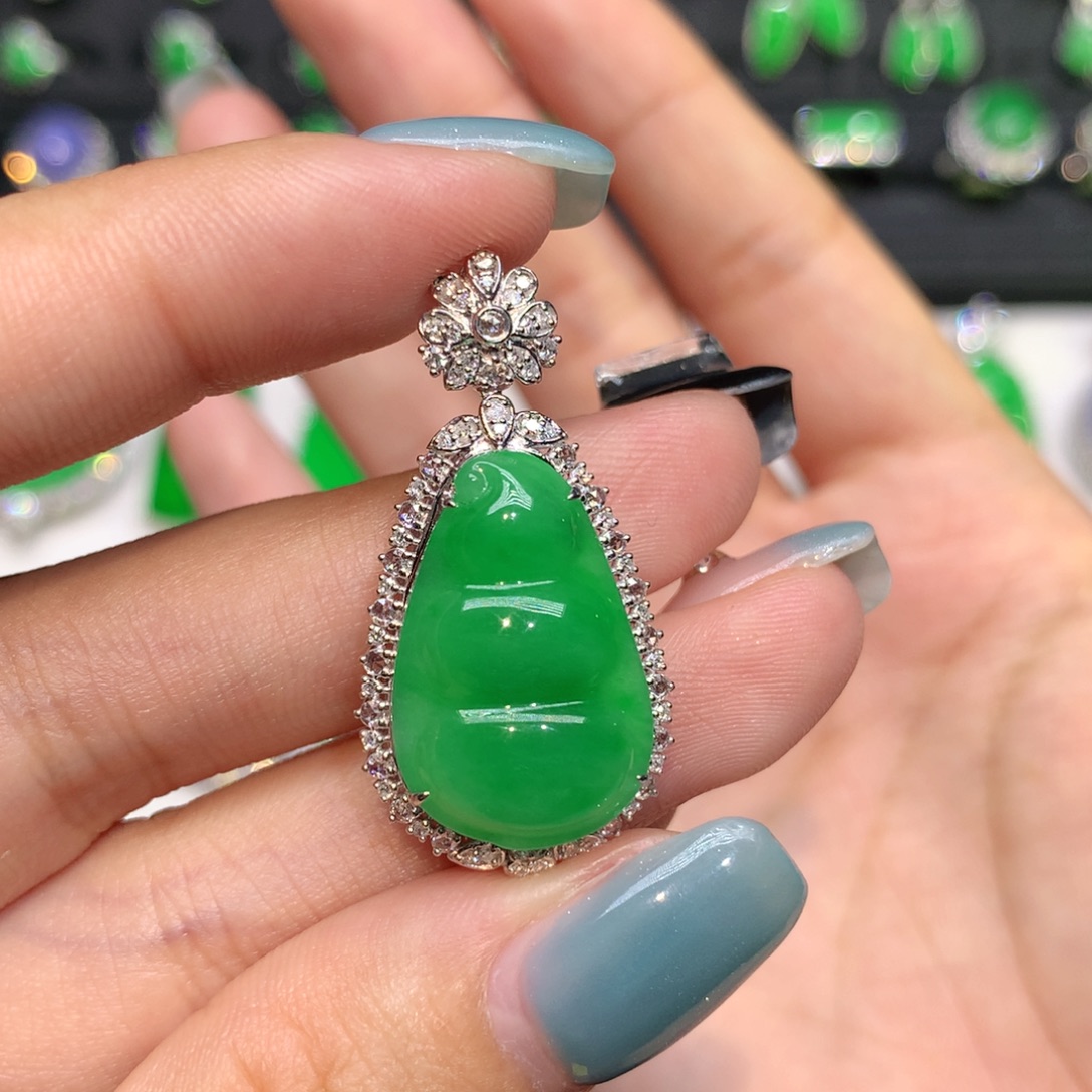 拿***哒翡翠18K金镶嵌吊坠(不含链)