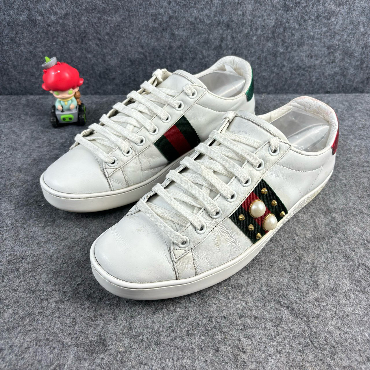 95新 GUCCI/古驰 （福利）铆钉三环小白鞋 36.5码 YLP1829