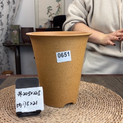 紫砂花盆柴烧精品斗笠0651