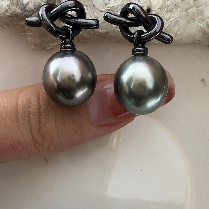 海水珍珠耳饰银S925镶嵌