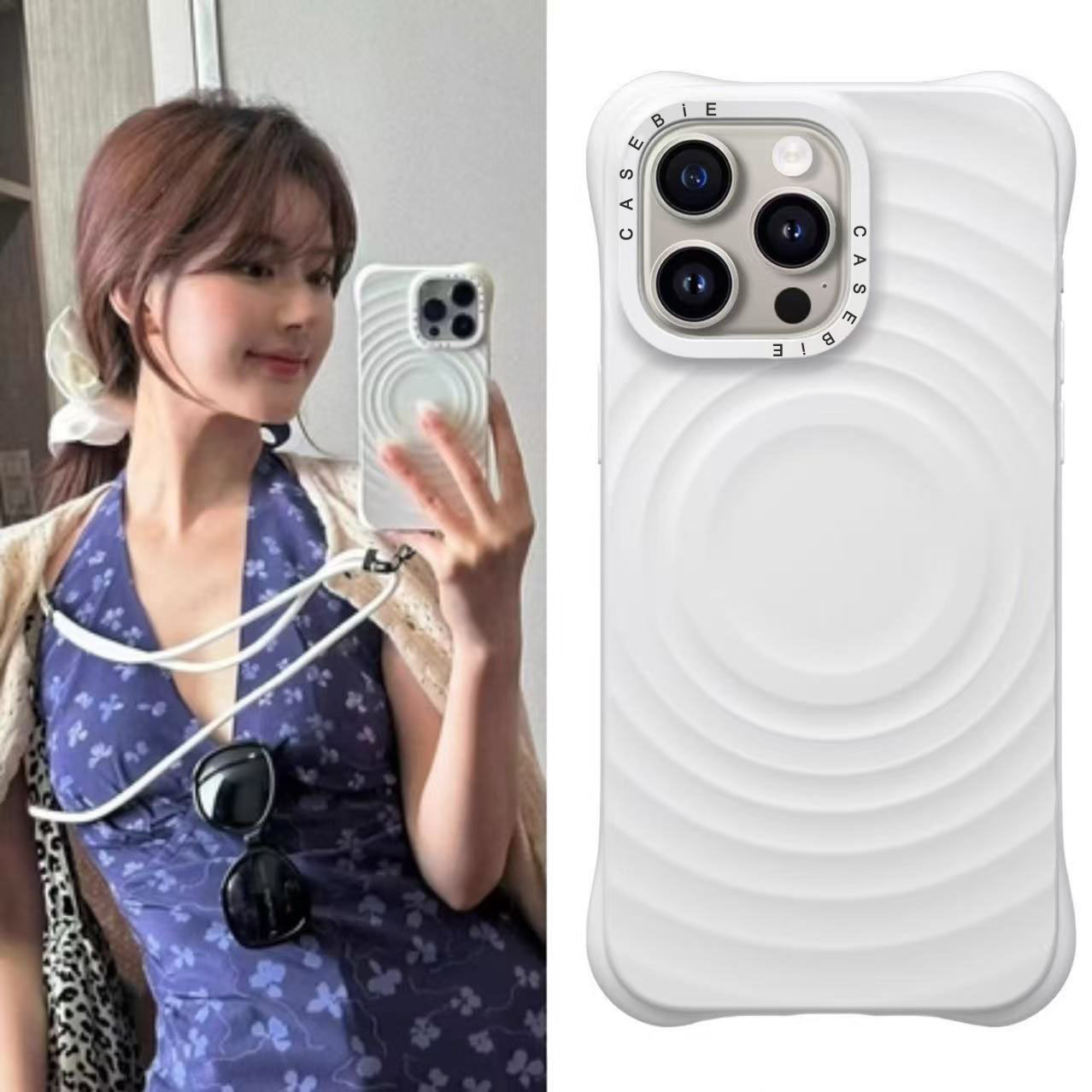 CASE联名赵露思同款白色波漾壳苹果16Pro适用iPhone15ProMax手机