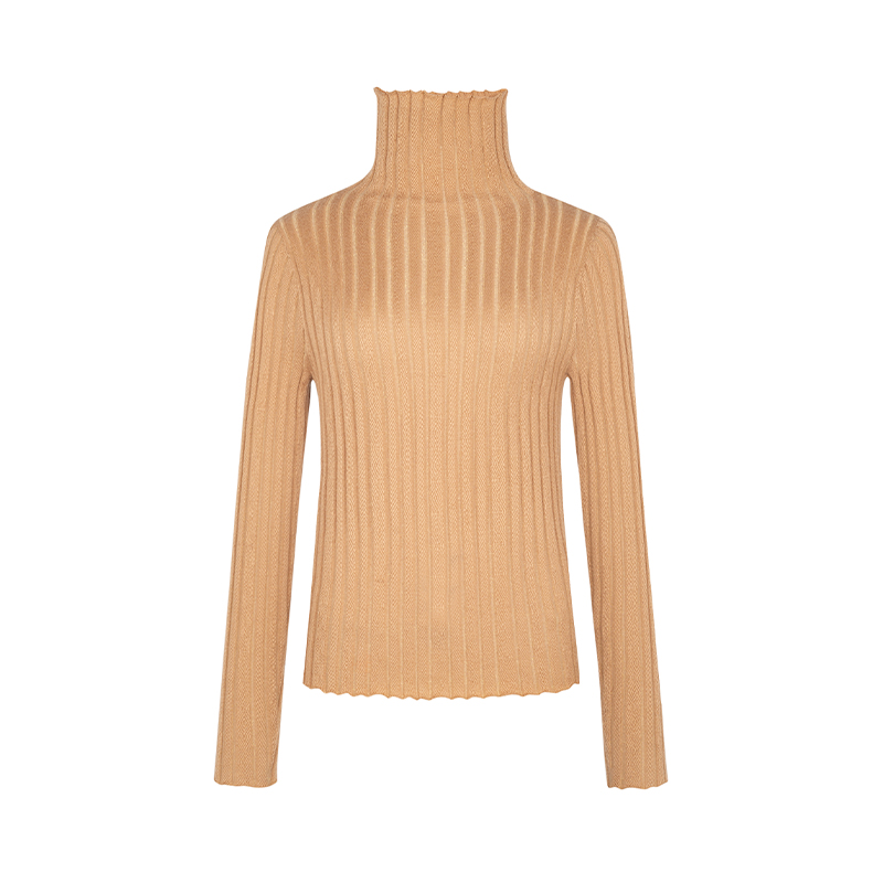 【直播专享】商场同款新品竖坑条高领绵羊毛针织衫NDY10A34421