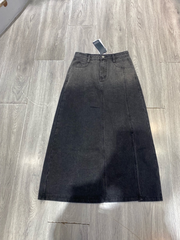 麦寻秋季灰色重工牛仔重工半身裙qhlhq001