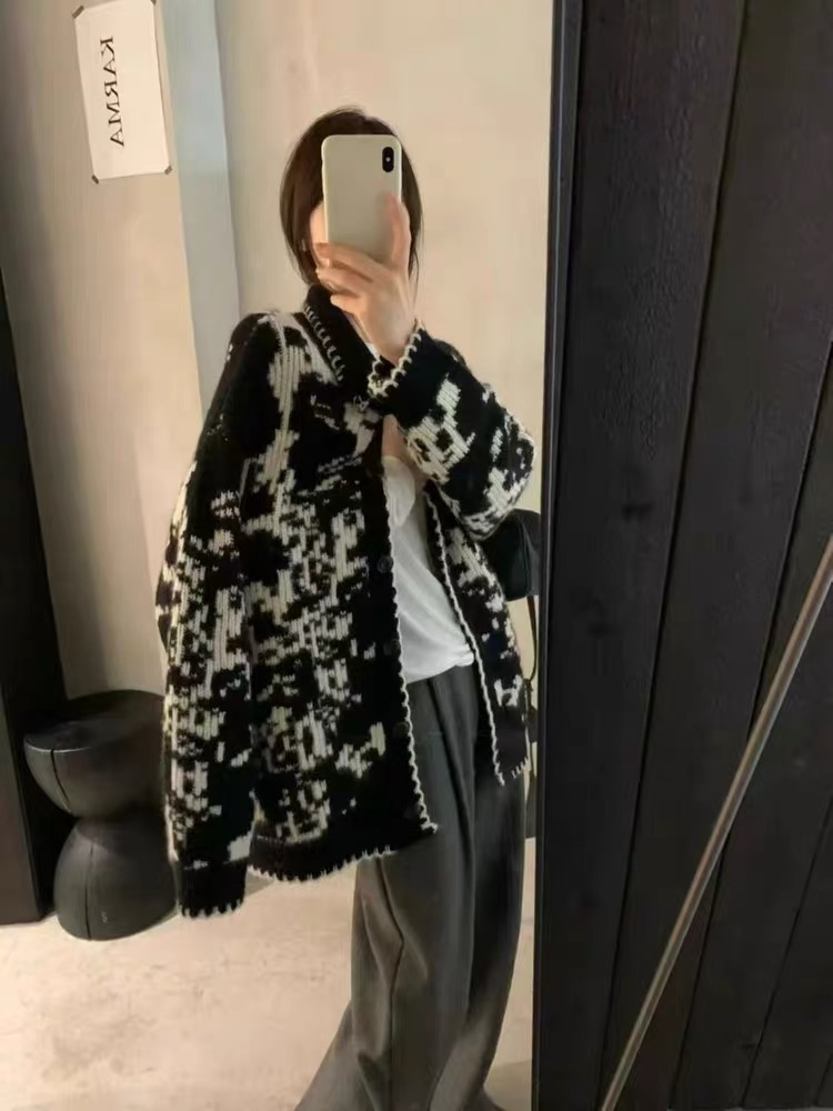 千禧800-899秋冬复古翻领韩系费尔岛毛衣宽松显瘦八奶麻花外套28