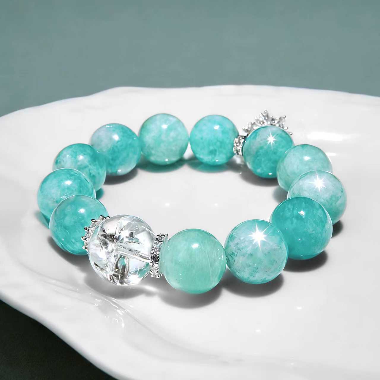 【绿萝】白水晶+天河石 颜色微差