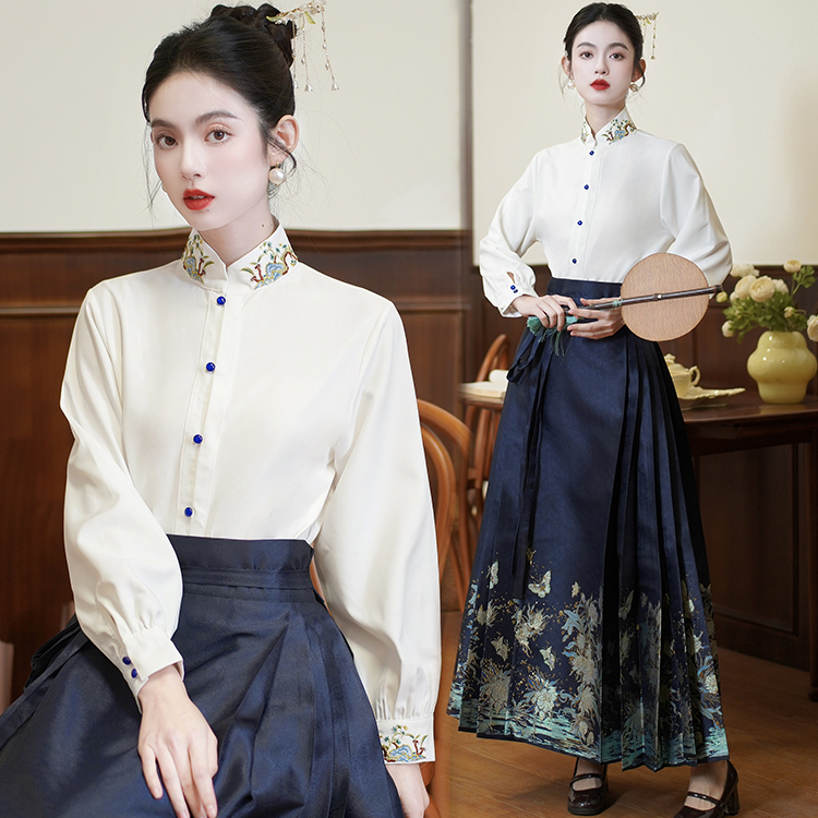 马面裙套装女款爆款2025新款女装汉服古装新中式国风复古衬衫上衣