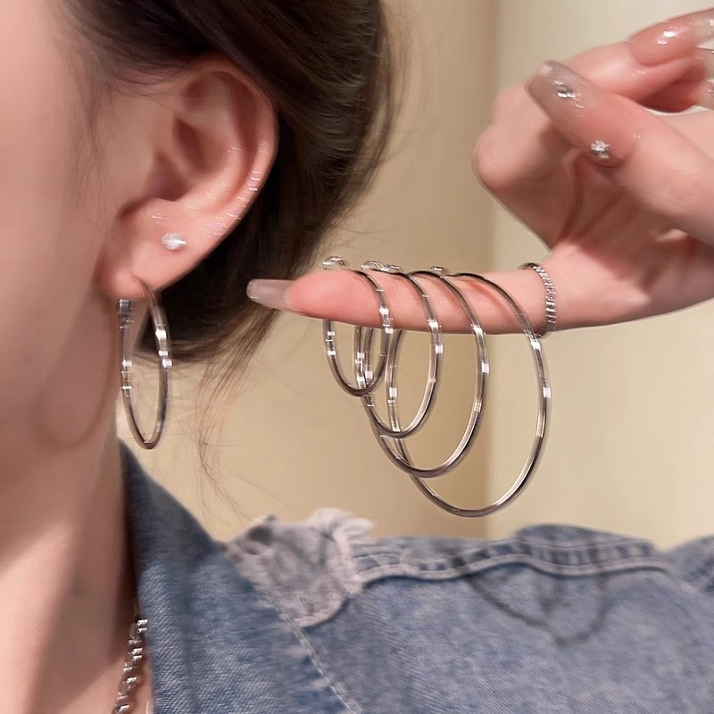 铜合金耳饰 梅姐饰品c6 气质简约素圈套装高级气质辣妹耳环耳饰品