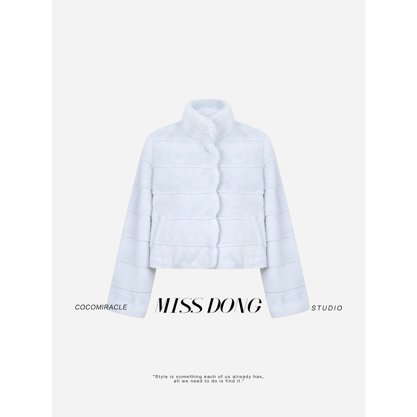 COCOMIRACLE【冰川海盐】高级感环保毛立领短款皮草Q58WT6209