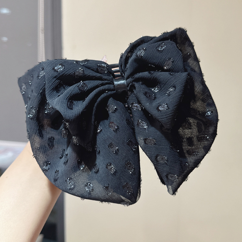 法式复古小香风马尾抓夹~气质网红提花刺绣满天星发夹抓夹饰品女