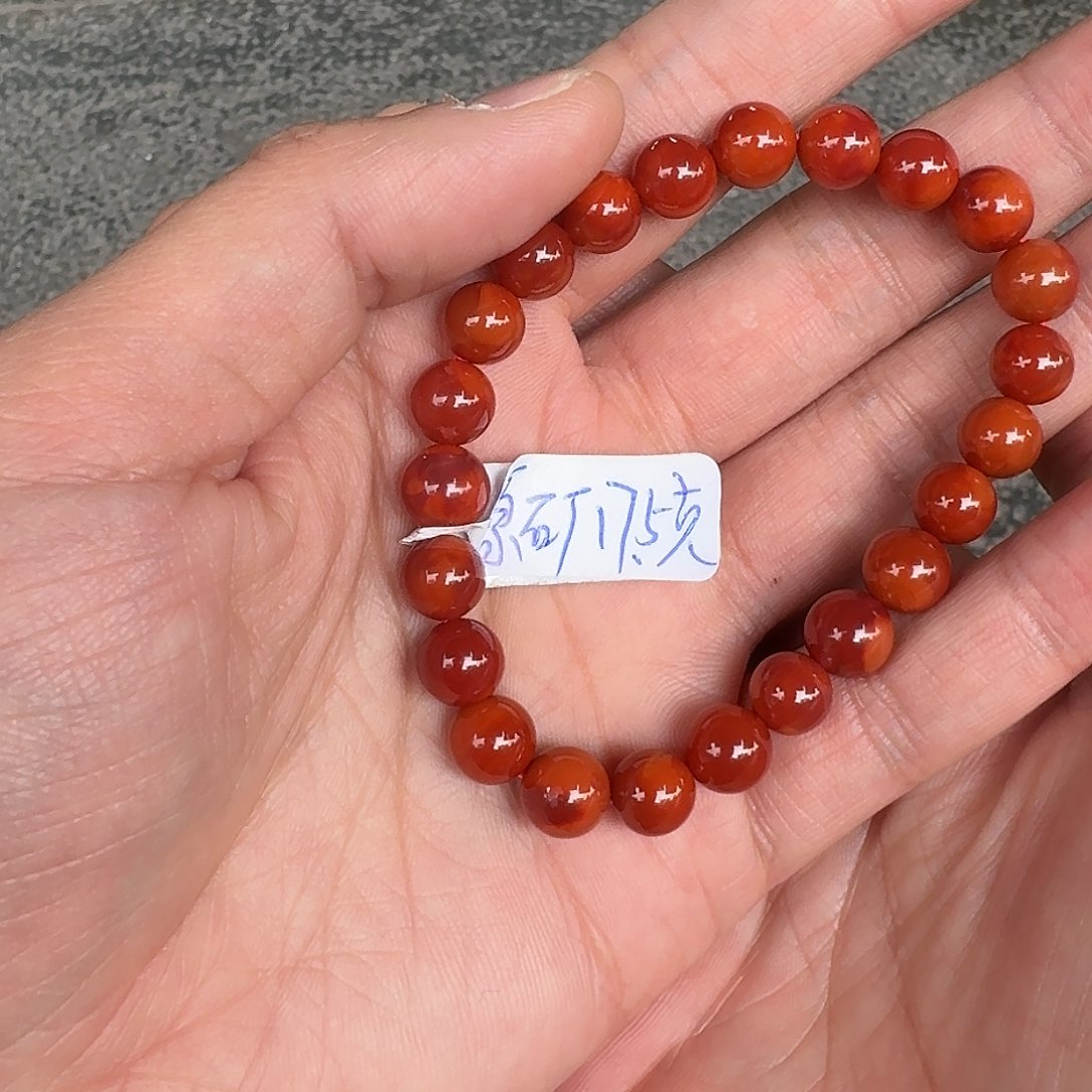 南红玛瑙手链未镶嵌原矿南红手串8mm瓦西车厘子双色