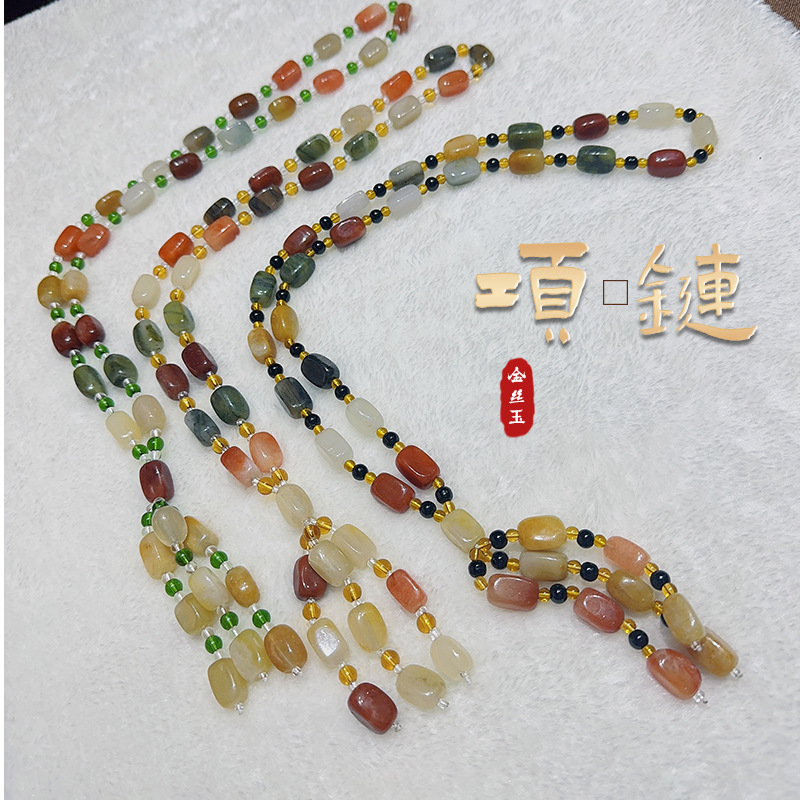 金丝玉天然玉石多宝手链项链珠串珠链毛衣链方块多样性拍一发一