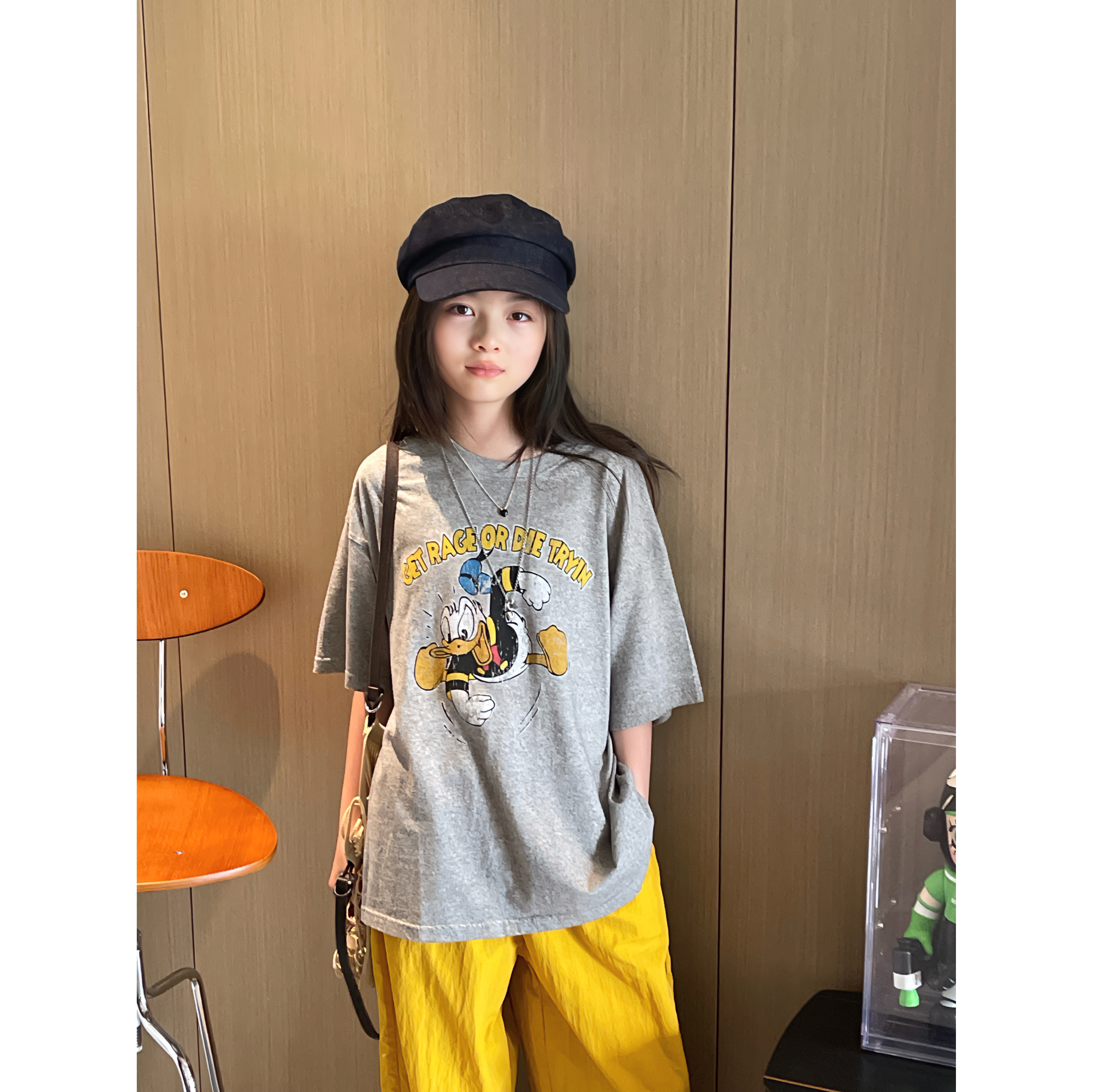 YUUKO 唐老鸭美式卡通水洗T恤—25091