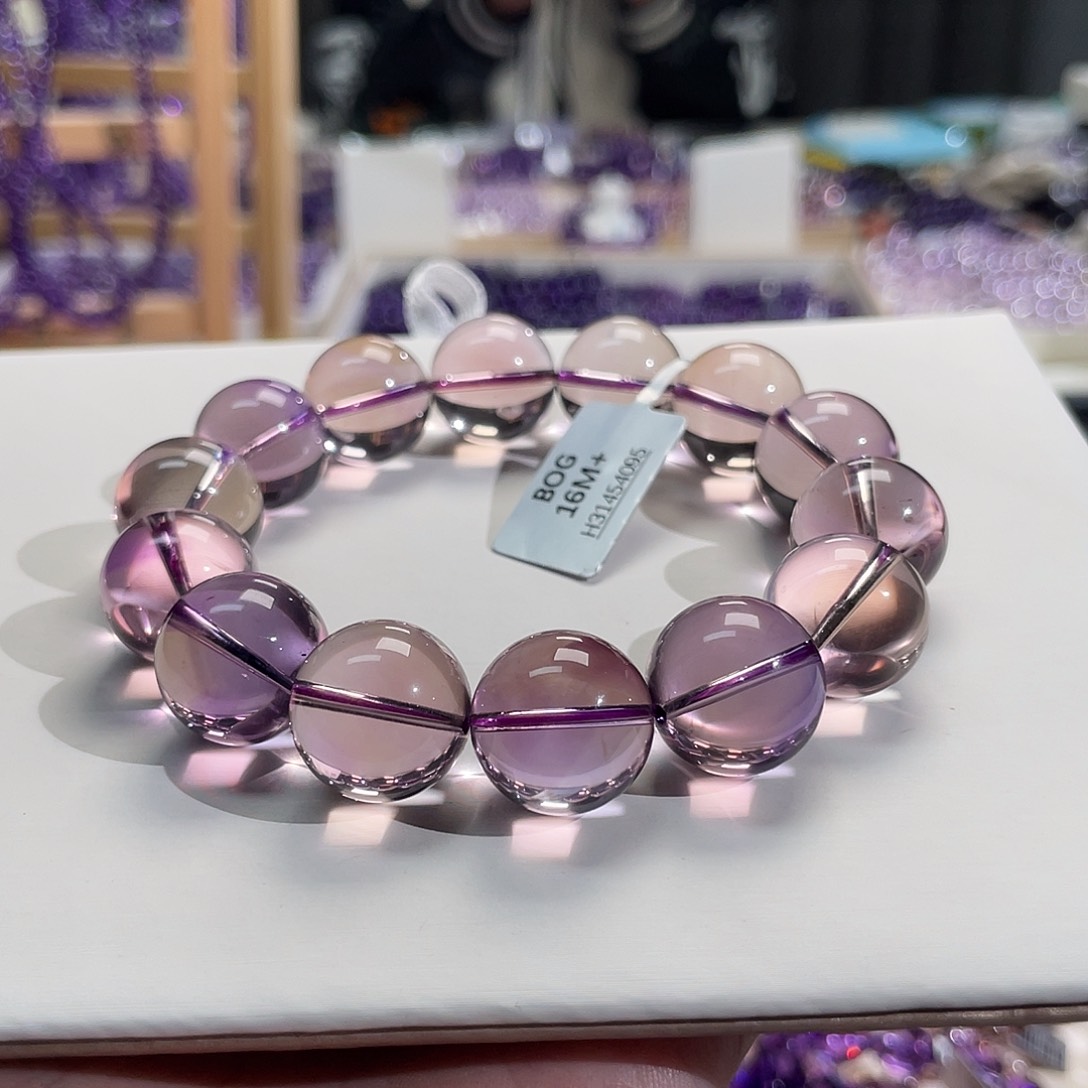 未镶嵌手链水晶16mm玻利维亚紫黄晶