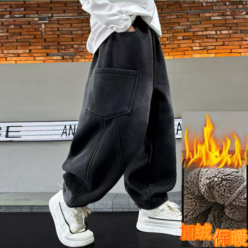 【-10度】厚厚童装男童宽松休闲裤保暖中大童洋气裤子男孩冬季长裤