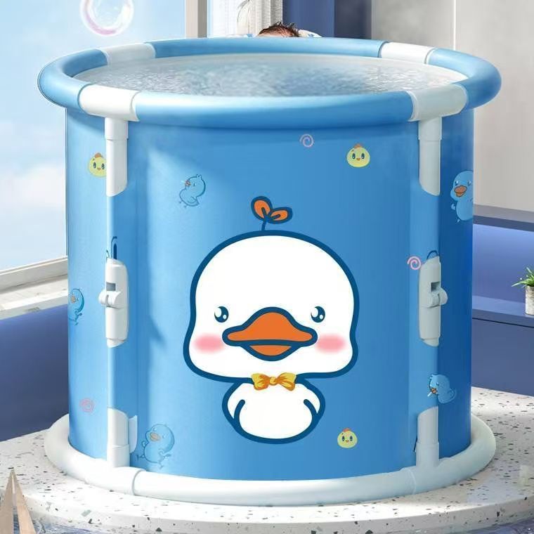 卡通单人【70*65】180斤以下PVC框架成人宝宝浴盆免安装加厚泡澡桶