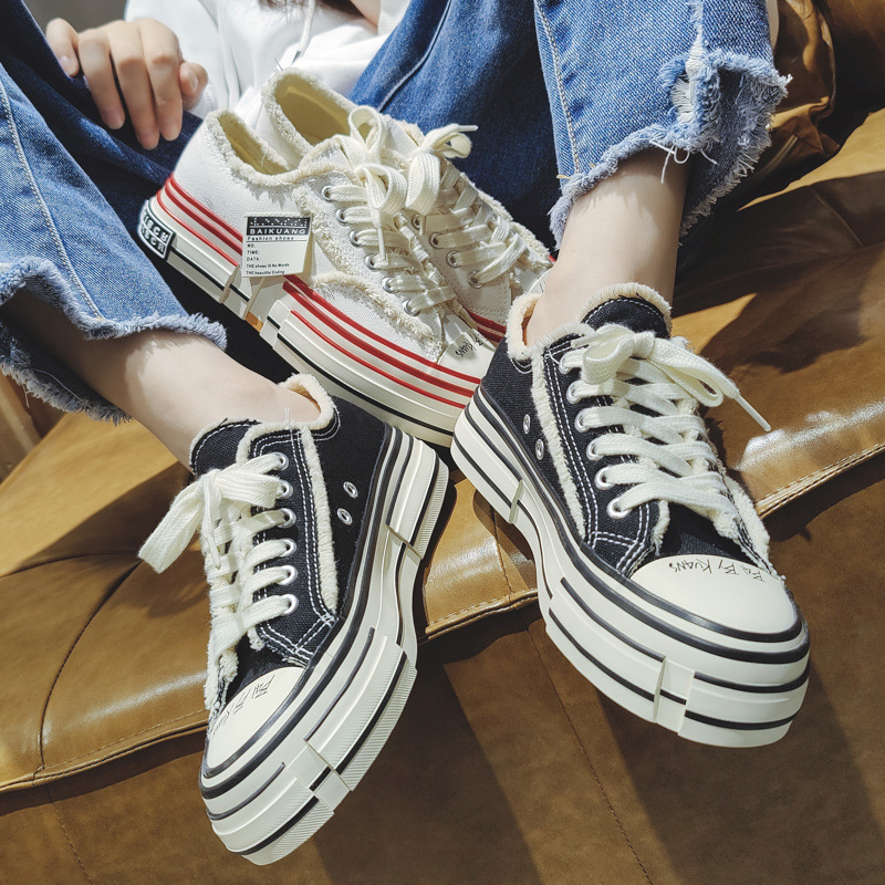 鞋有亿 2025秋冬新款潮牌乞丐低帮帆布鞋厚底板鞋男小众百搭鞋子