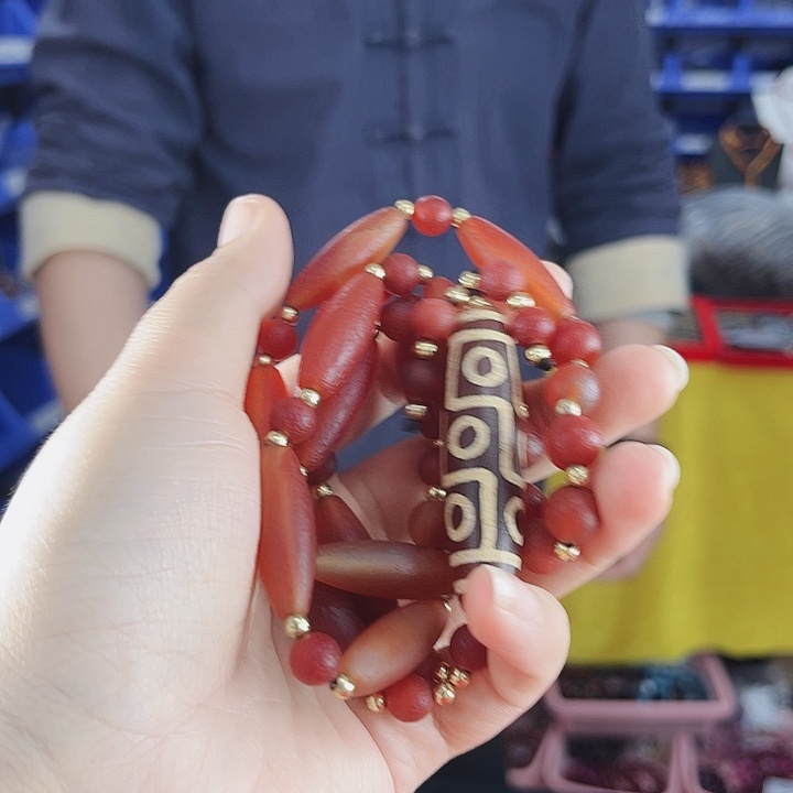 玛瑙项链未镶嵌T99老干蓝九目项链