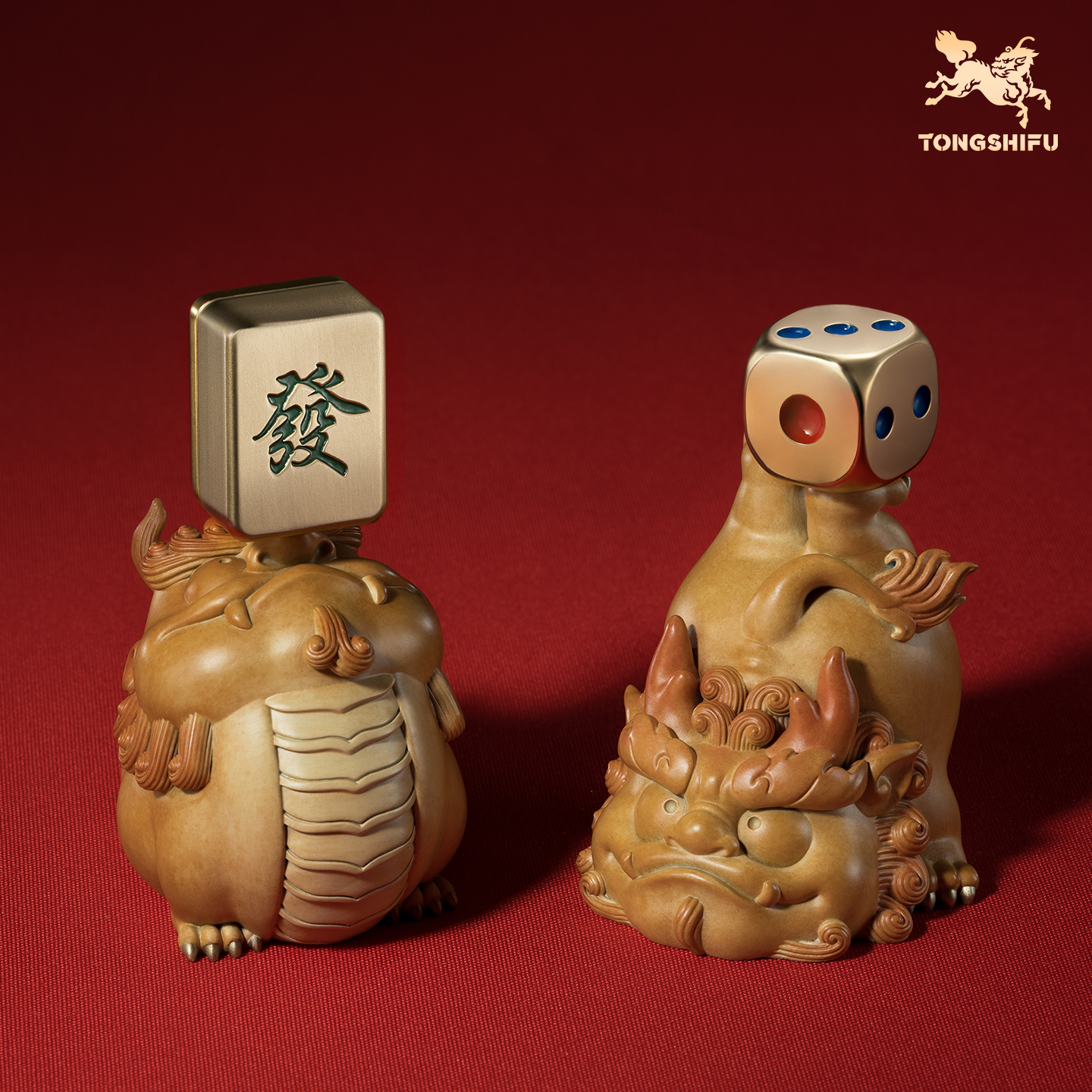 铜师傅《转大发》《转大顺》创意貔貅桌面装饰摆件可旋转盘玩麻将神器