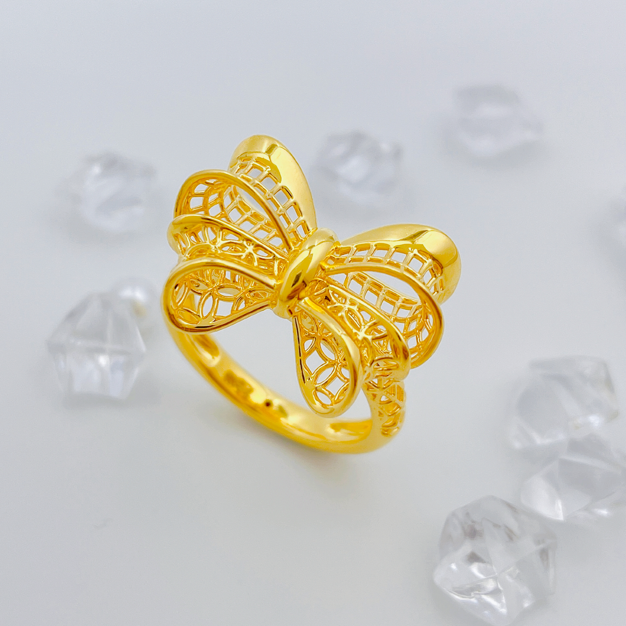 【国潮】足金999 镂空蝴蝶结戒指 2.49 19圈口