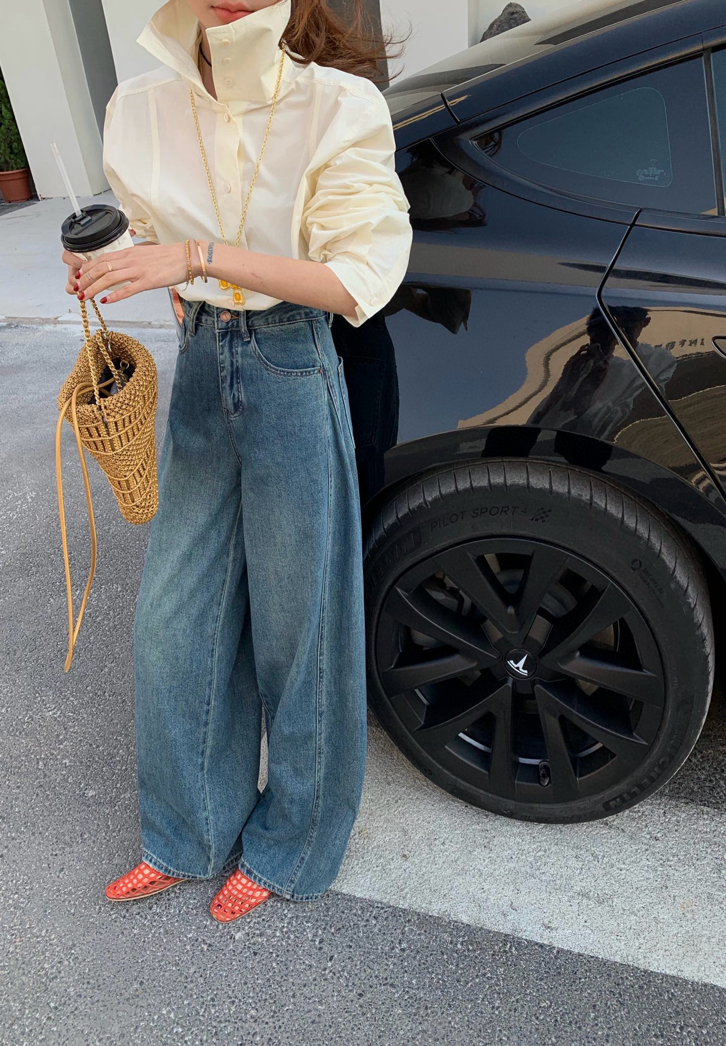 直筒休闲宽松复古高级高腰牛仔裤爆款裤子显瘦阔腿裤云新款服饰