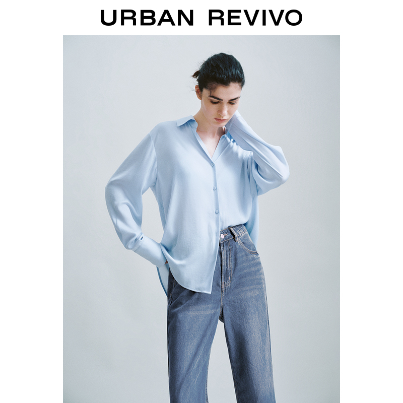 UR2025夏季新款女装简约气质通勤长袖开襟衬衫UWM250063