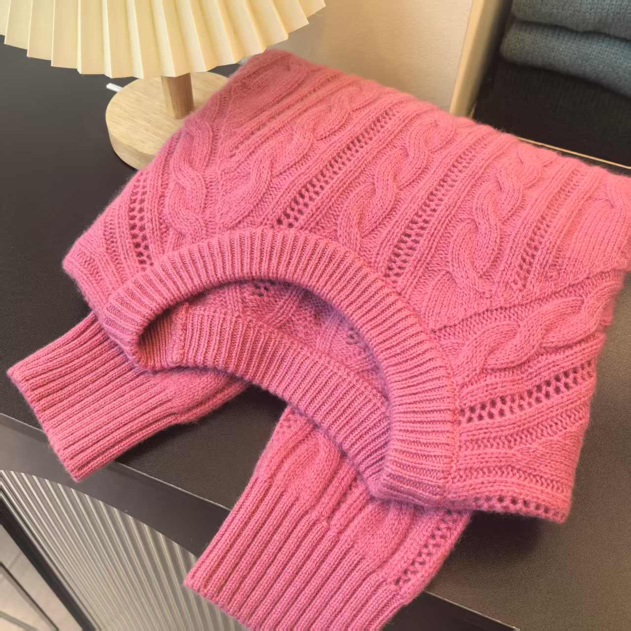 【粉色大麻花】韩版粉色麻花加厚宽松圆领针织衫毛衣女
