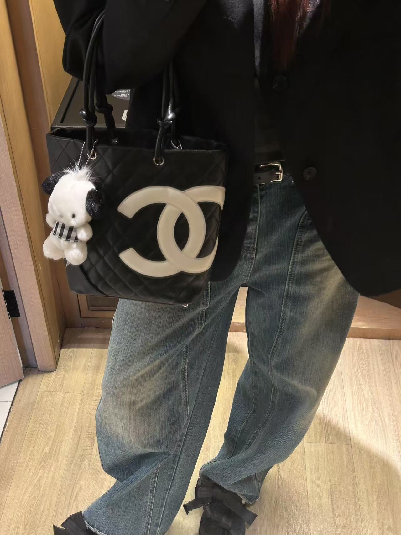 95新 Chanel/香奈儿 展会外场！黑白康鹏菜篮子包