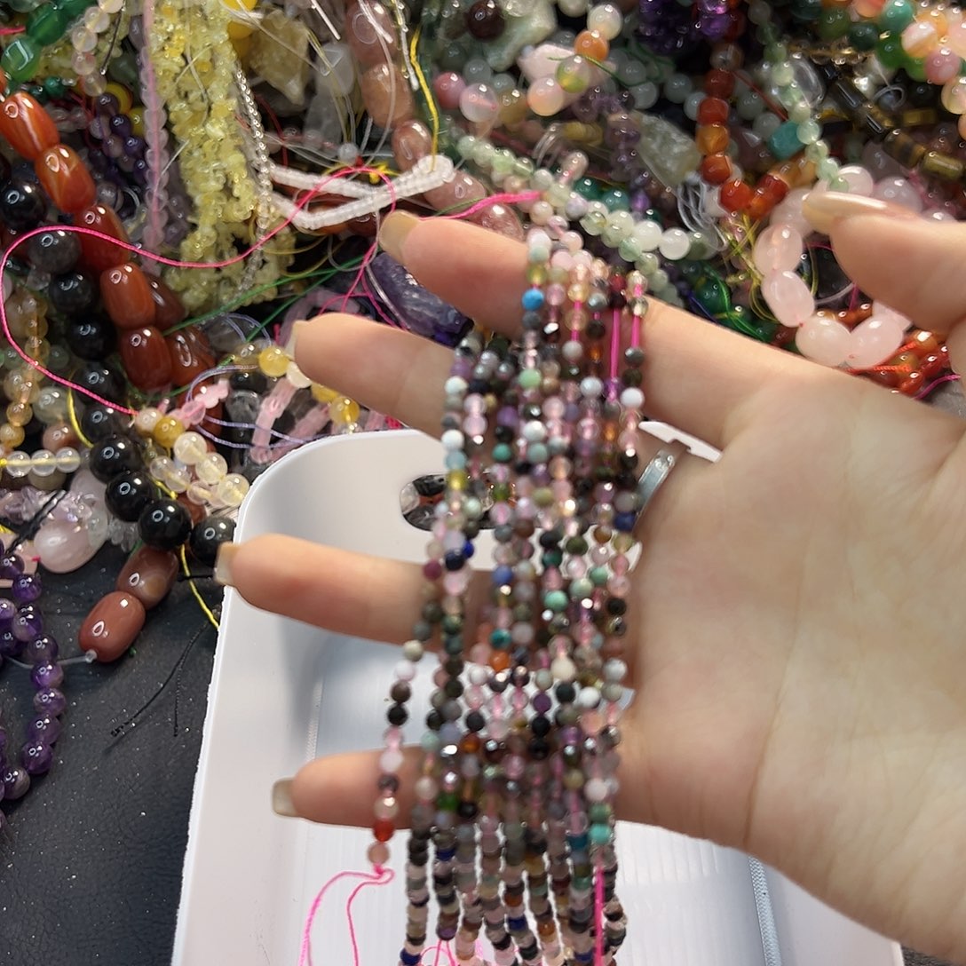 玛瑙/玉髓合金珠宝半成品多宝水晶切卡3两条