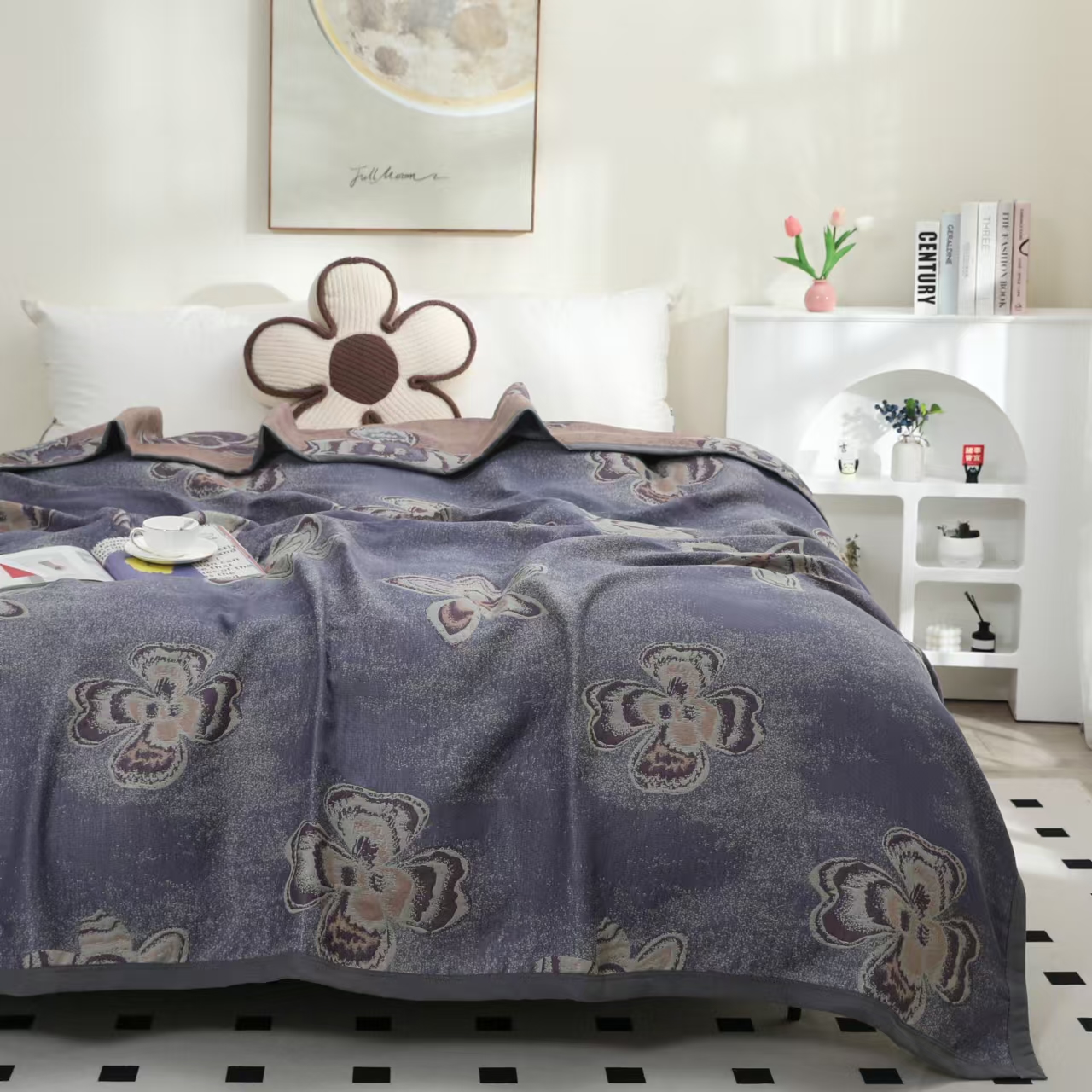 【R床盖-加大柏瑞朵】230*250cm多层纱布棉布细沙柔软通用床盖