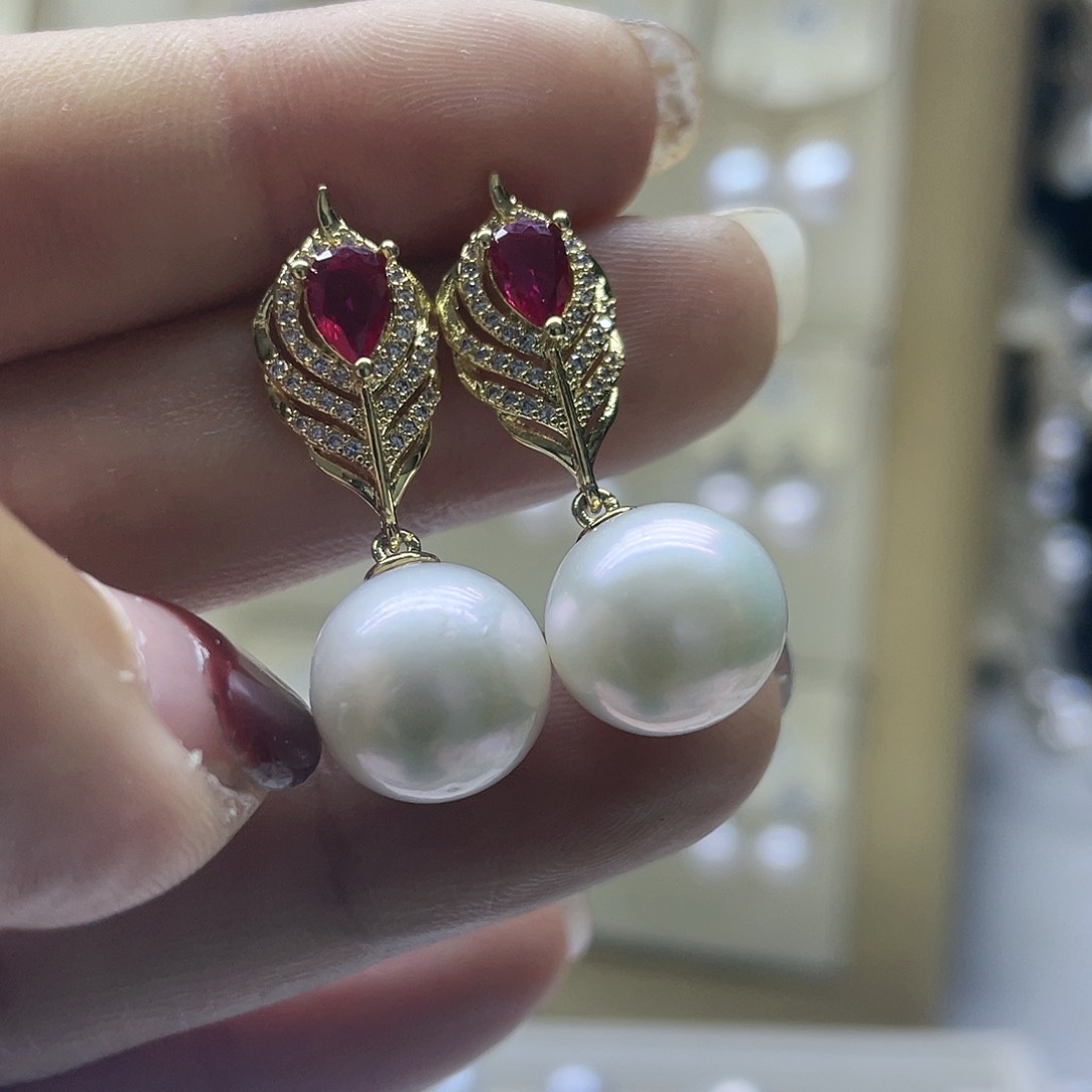 淡水珍珠耳饰银S925镶嵌
