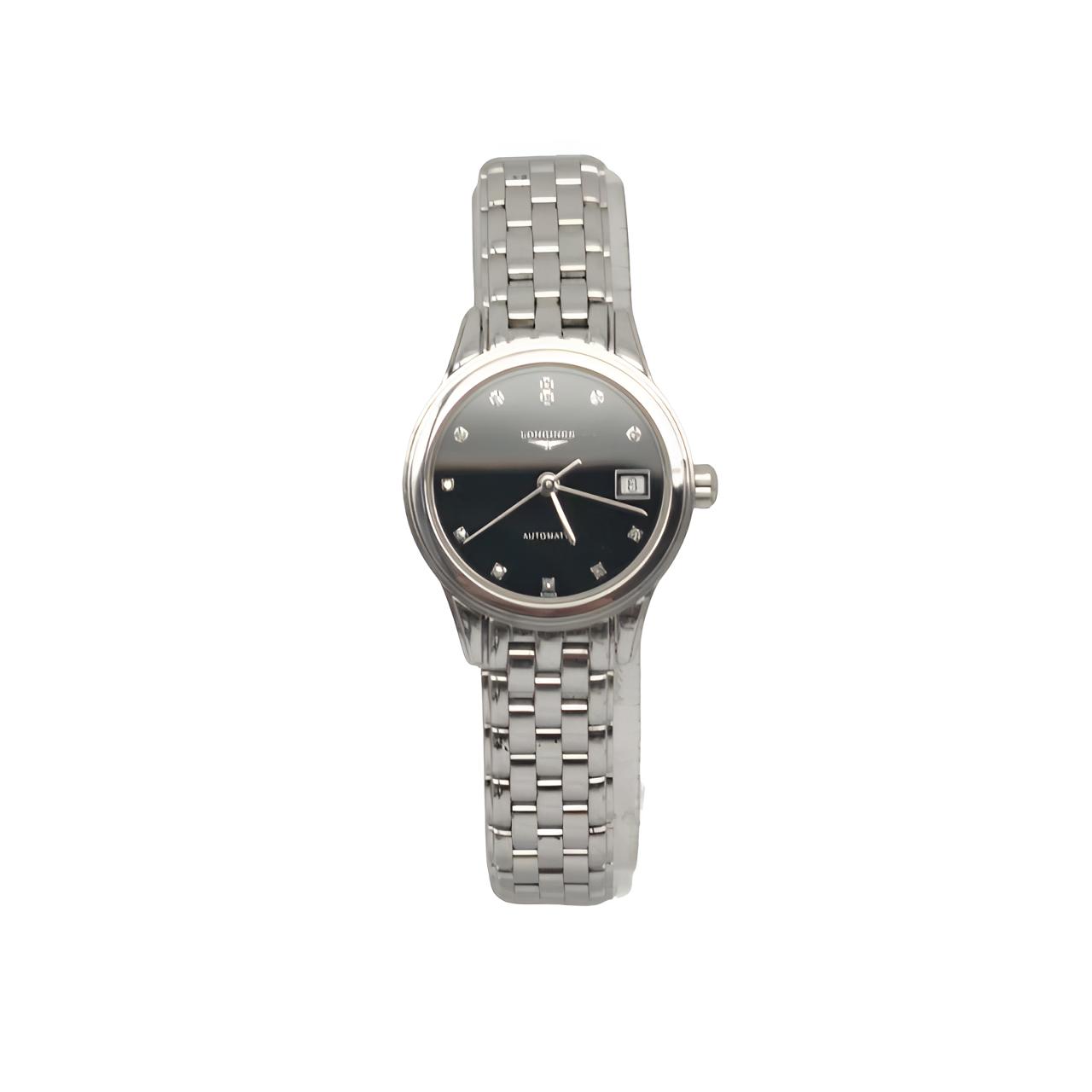95新 Longines/浪琴 女士浪琴黑盘自动机械腕表/表径26原钻