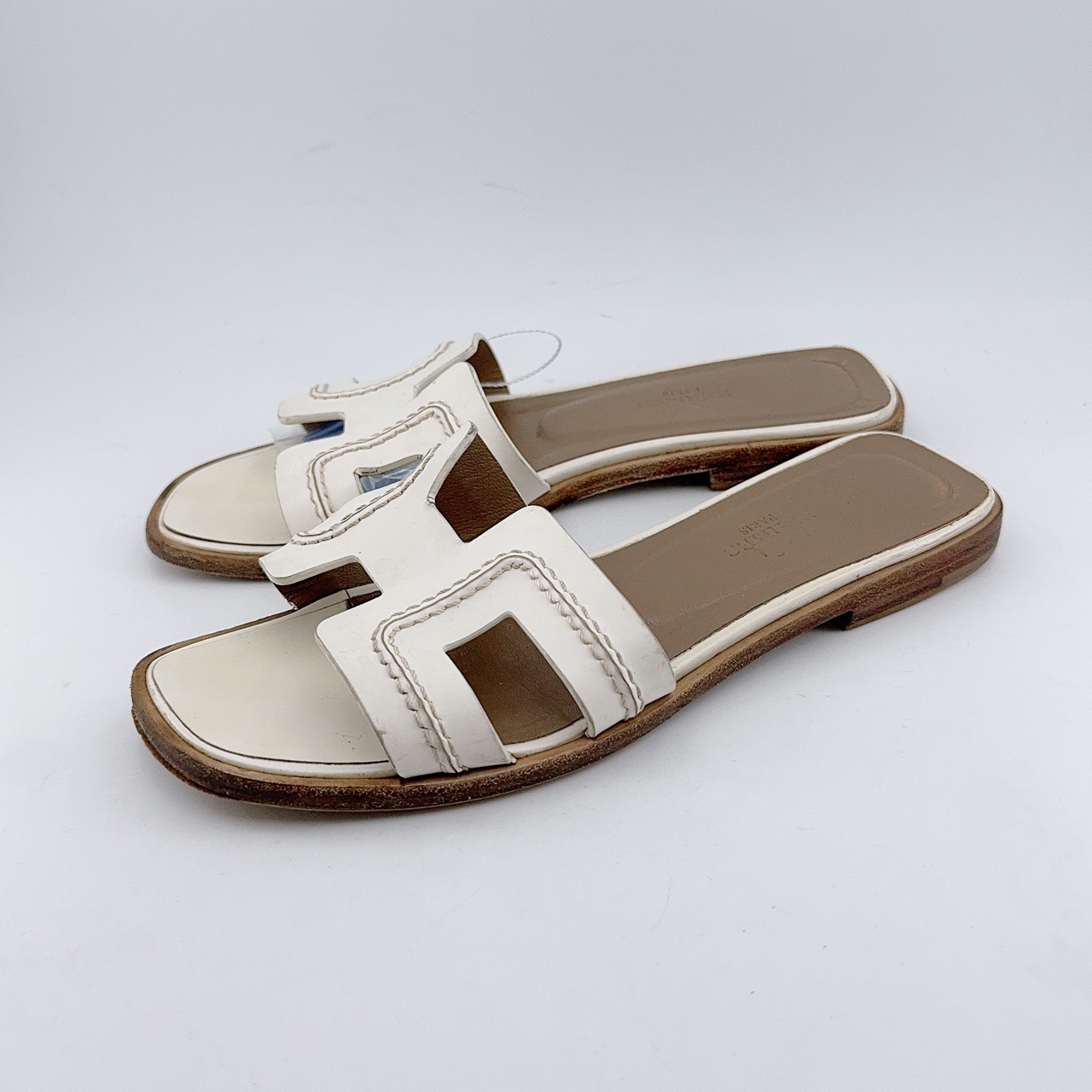 95新 Hermes/爱马仕 35.5码/97新/ 白色拖鞋