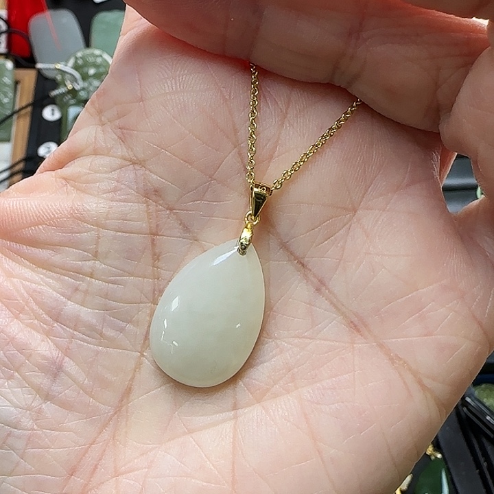 和田玉银S925镶嵌吊坠(赠链)