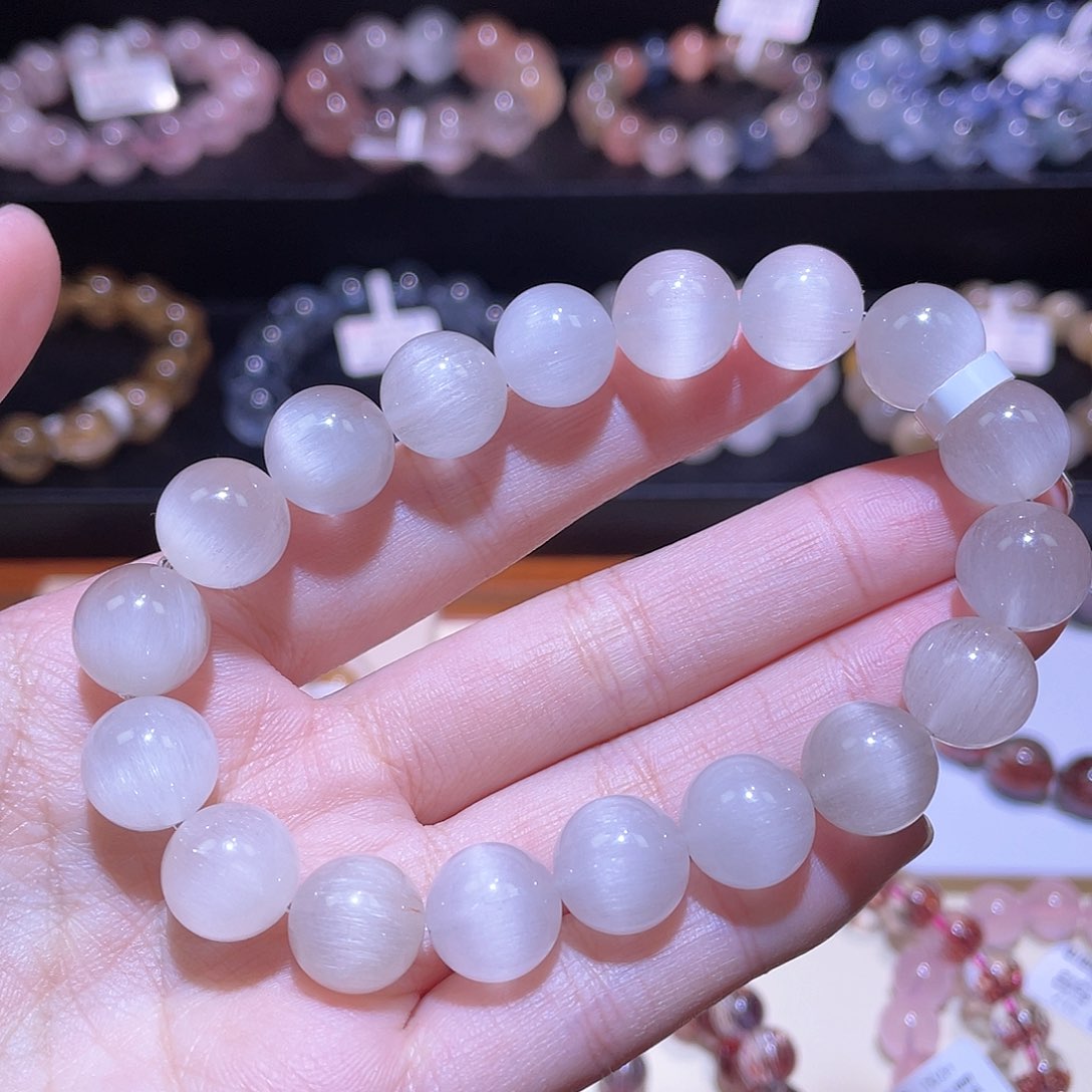 水晶手链未镶嵌兔毛手链，晶体通透11.9