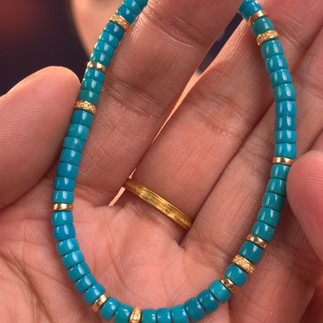 绿松石珠宝奇石18K金镶嵌