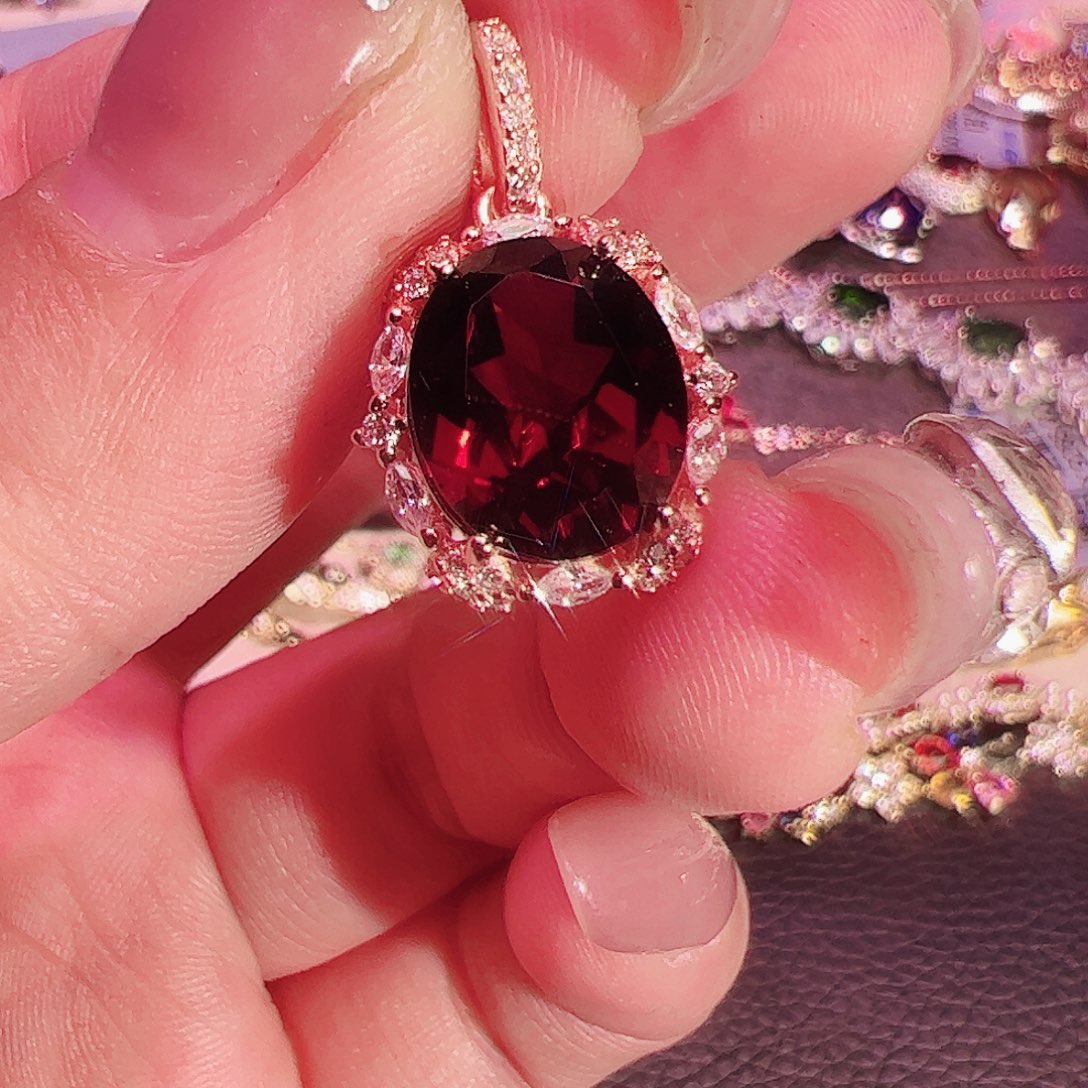 石榴石吊坠银S925镶嵌