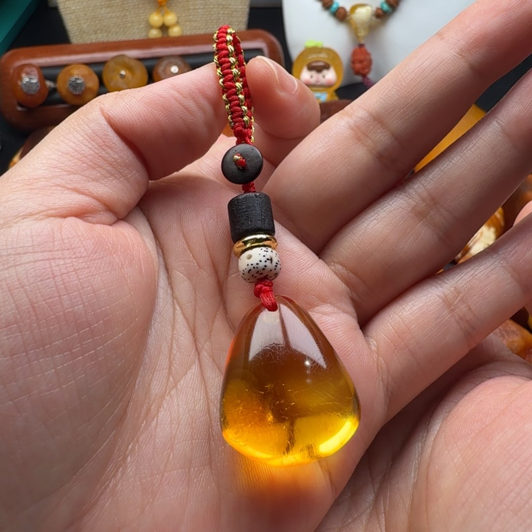 琥珀颈饰未镶嵌海漂原石钥匙扣包包挂