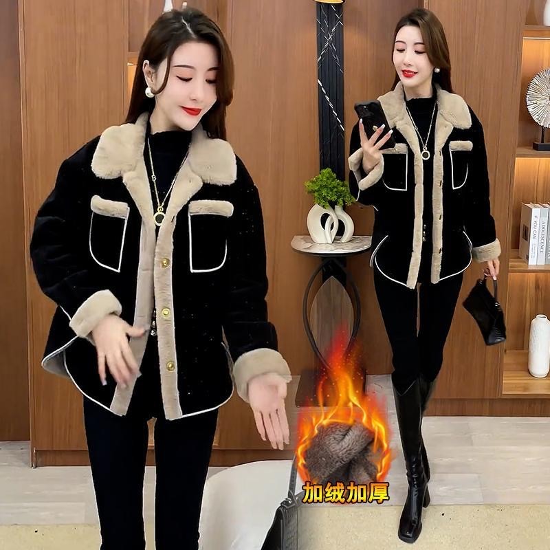 妈妈装加绒加厚毛呢外套女冬季新款时髦洋气显瘦小香风中年短外套