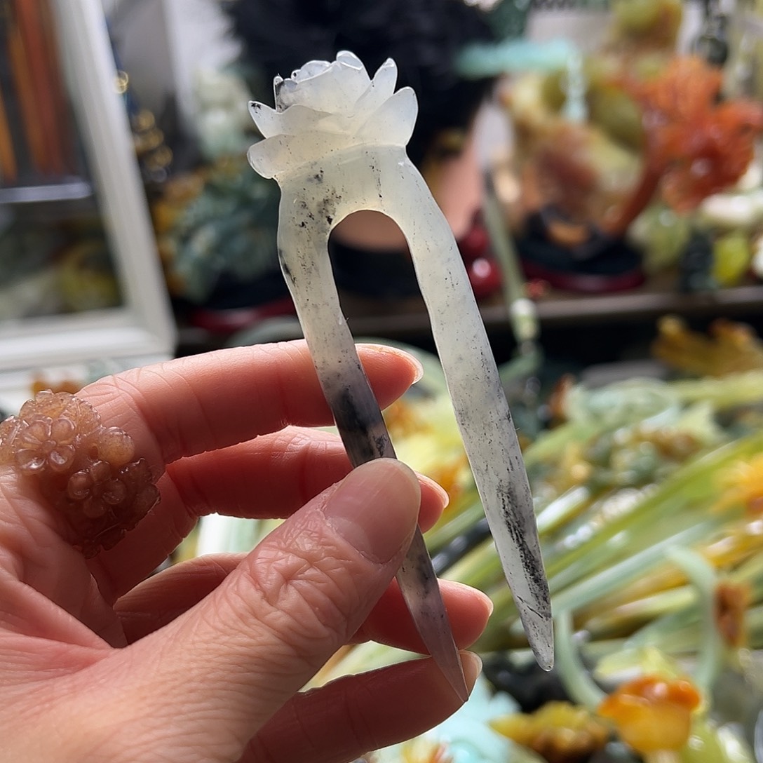 蛇纹石玉发饰合金