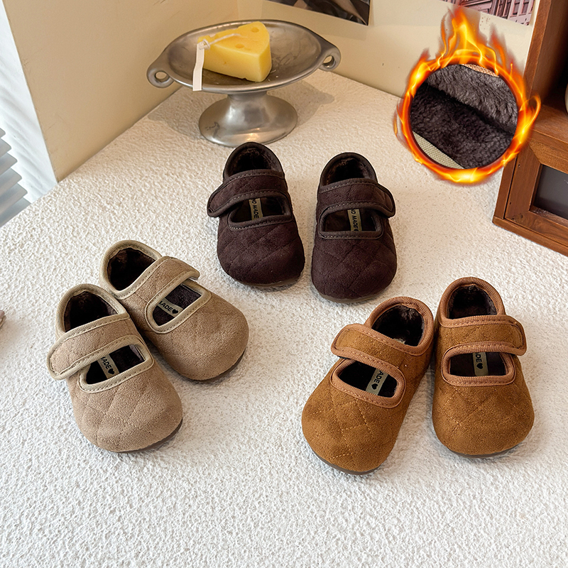 女童加绒勃肯鞋2025冬季新款时尚韩版森系保暖棉鞋宝宝软底豆豆鞋