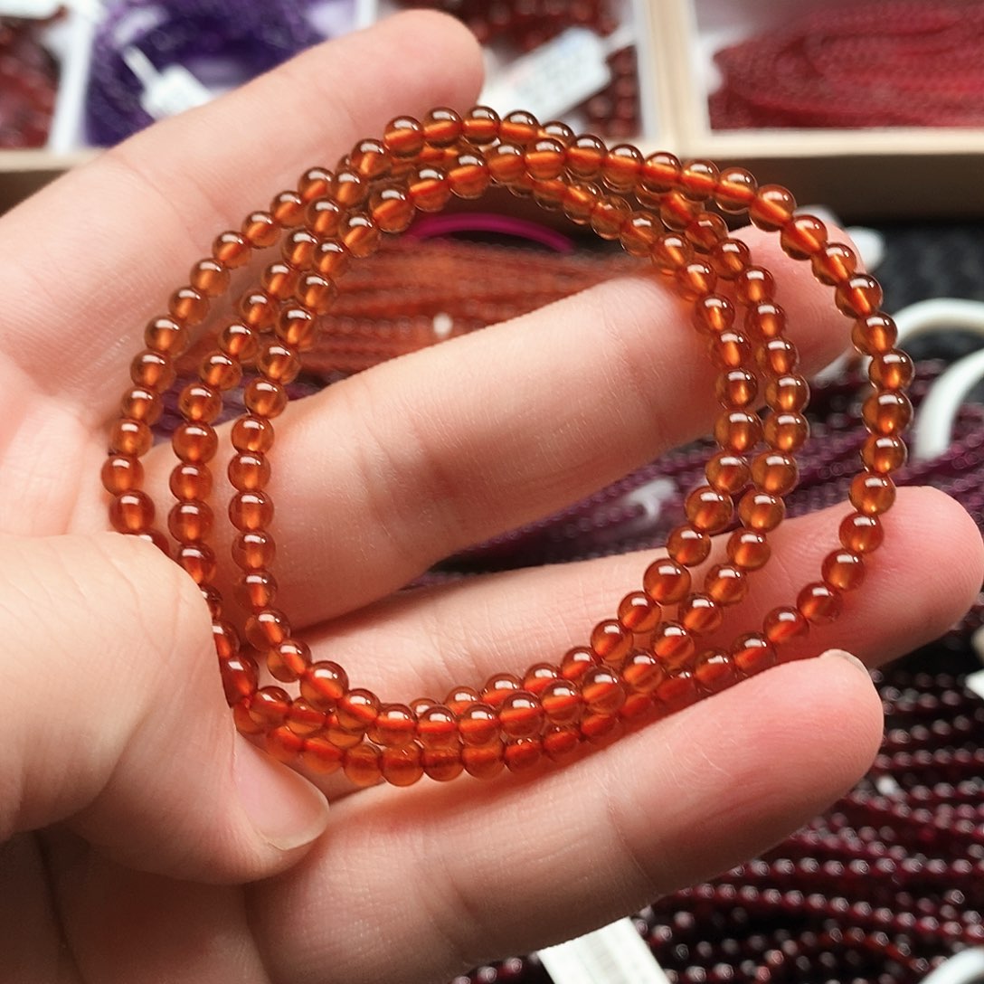 石榴石手链未镶嵌4.3mm芬达橙色