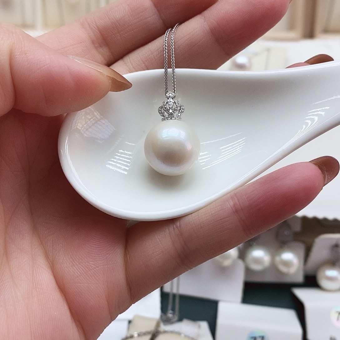 凉***风颈饰淡水珍珠银S925镶嵌