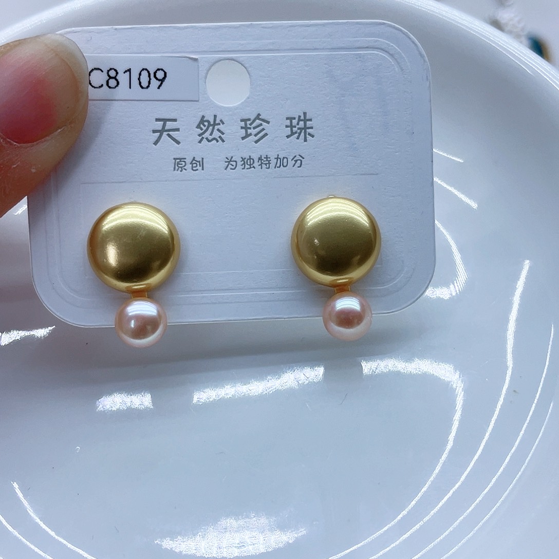 银S925镶嵌耳饰淡水珍珠