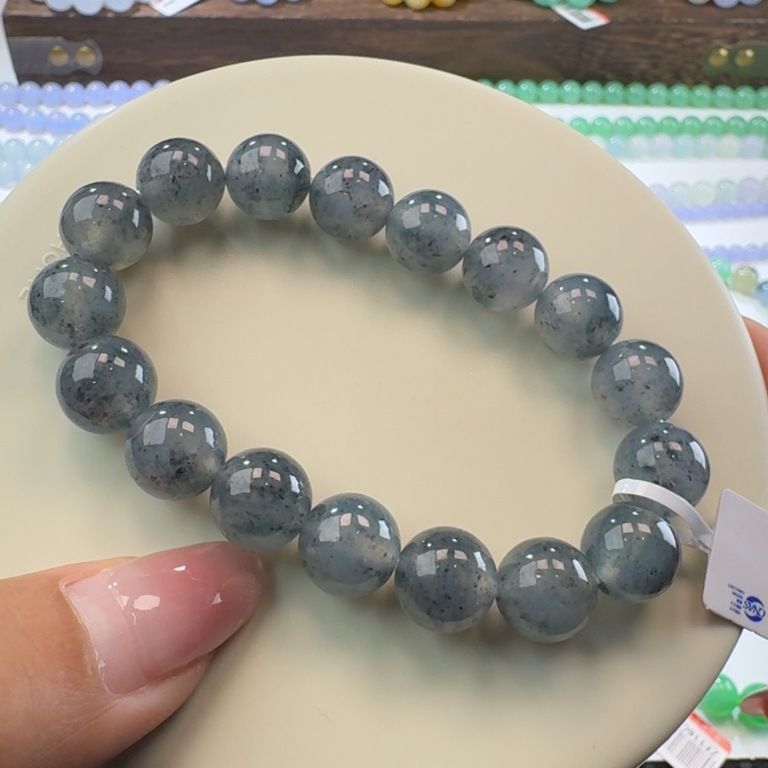 翡翠手链未镶嵌特色飘蓝绿花冰乌鸡卡11.6