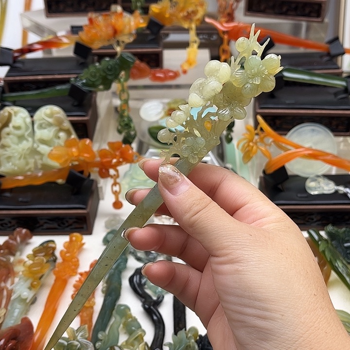 蛇纹石玉岫玉发簪未镶嵌