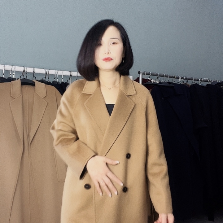 双面呢大衣浅驼色M码