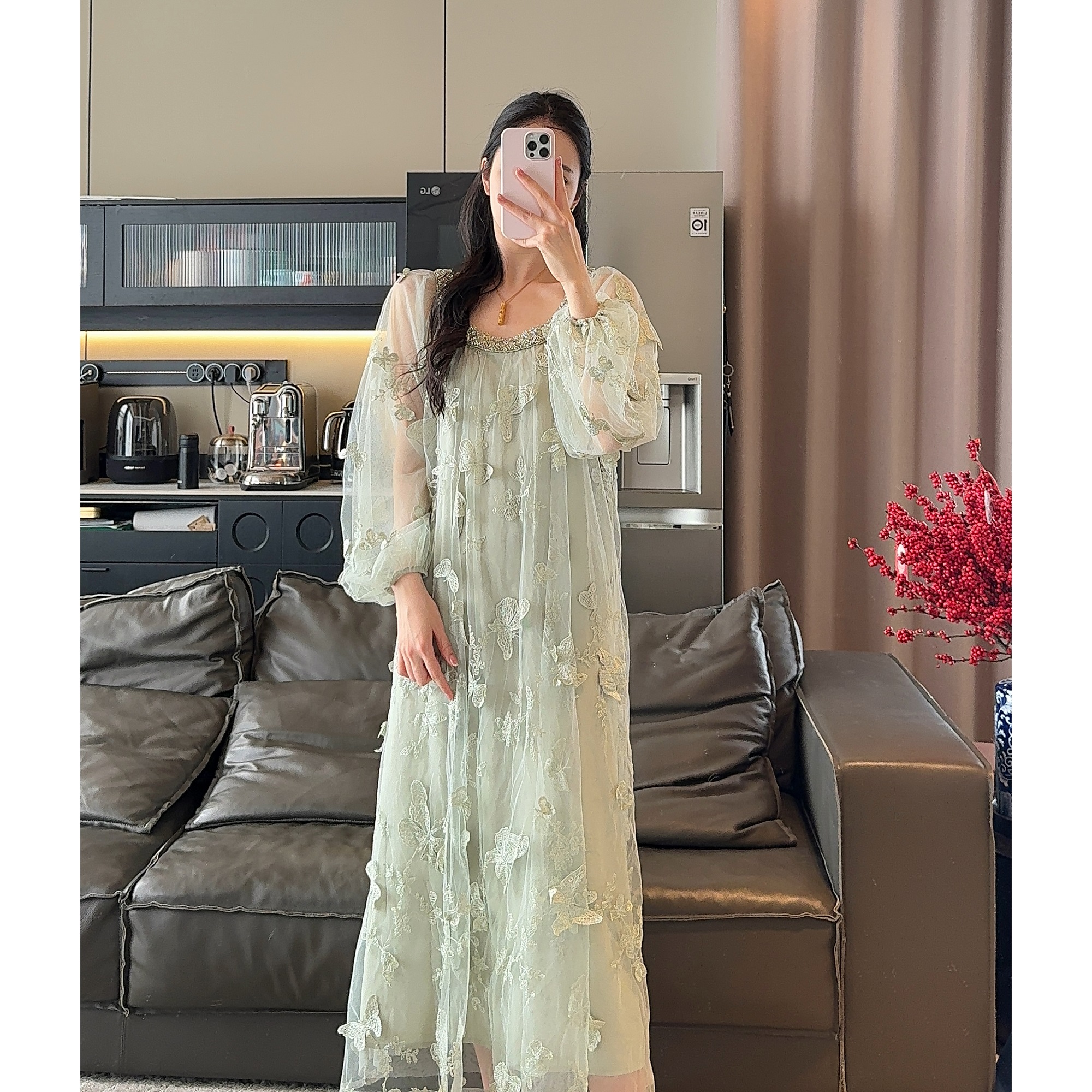 Zwinnie/詹维尼【栩栩如生绿蝴蝶-独家系列】连衣裙 GSW202504